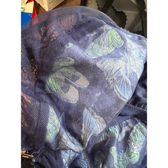 Savage X Fenty Women's Baroque Butterfly Lace Bralette Blue Green Size 2X (42C) - Picture 10 of 16